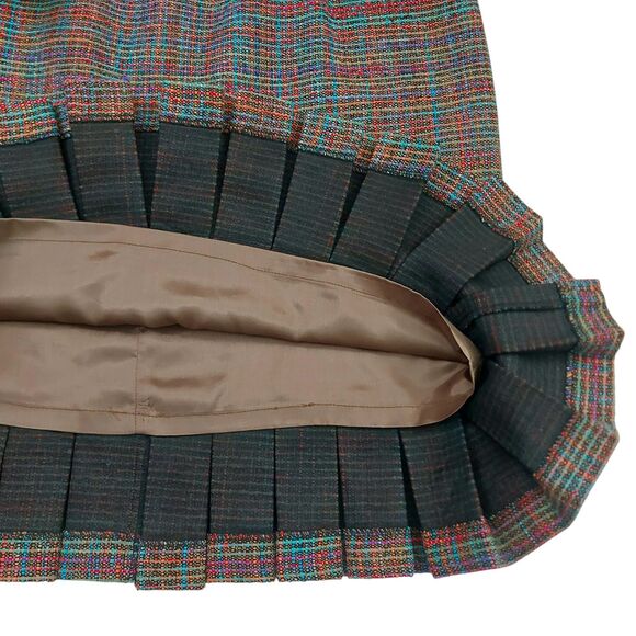 David Meister Dress Womens 8 Brown Sheath 100% Silk Sleeveless Pleated Tweed - Picture 7 of 12